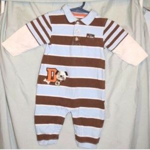 Carter Boys Blue Polo Sleeper Dog Patch Outfit 6 M
